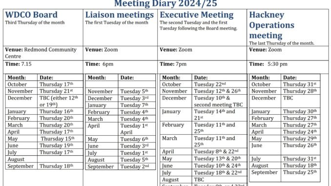 Meetings Diary 2024/25 Meetings Diary 2024/25